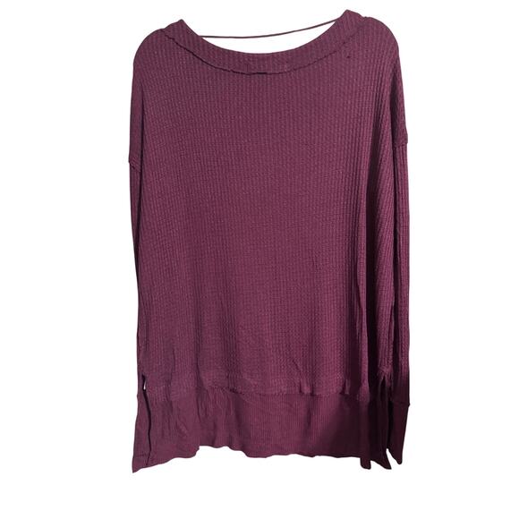 We The Free Maroon Oversized Thermal Top Small - Picture 1 of 4
